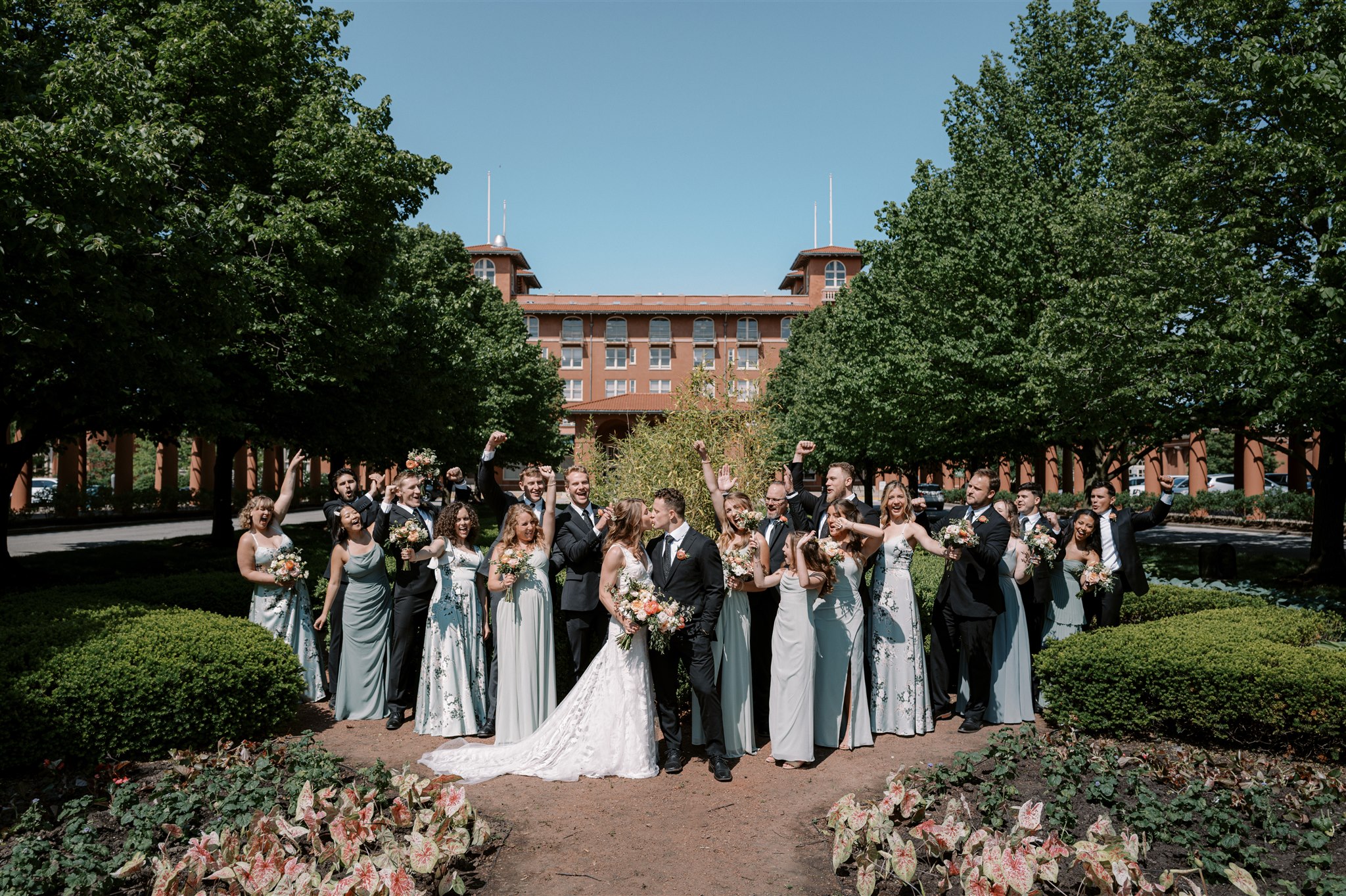 Wedding party portrait at South Shore Cultural Center wedding venue in Chicago