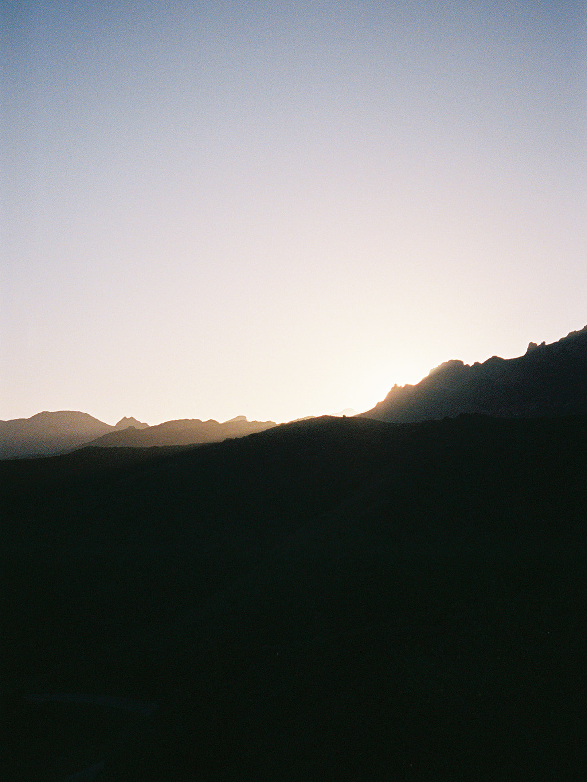 Sunset over the Malibu mountains in California photographed on film during a Wild Malibu Film Retreat wedding